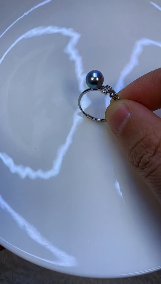 银S925镶嵌戒指海水珍珠葫芦款戒指