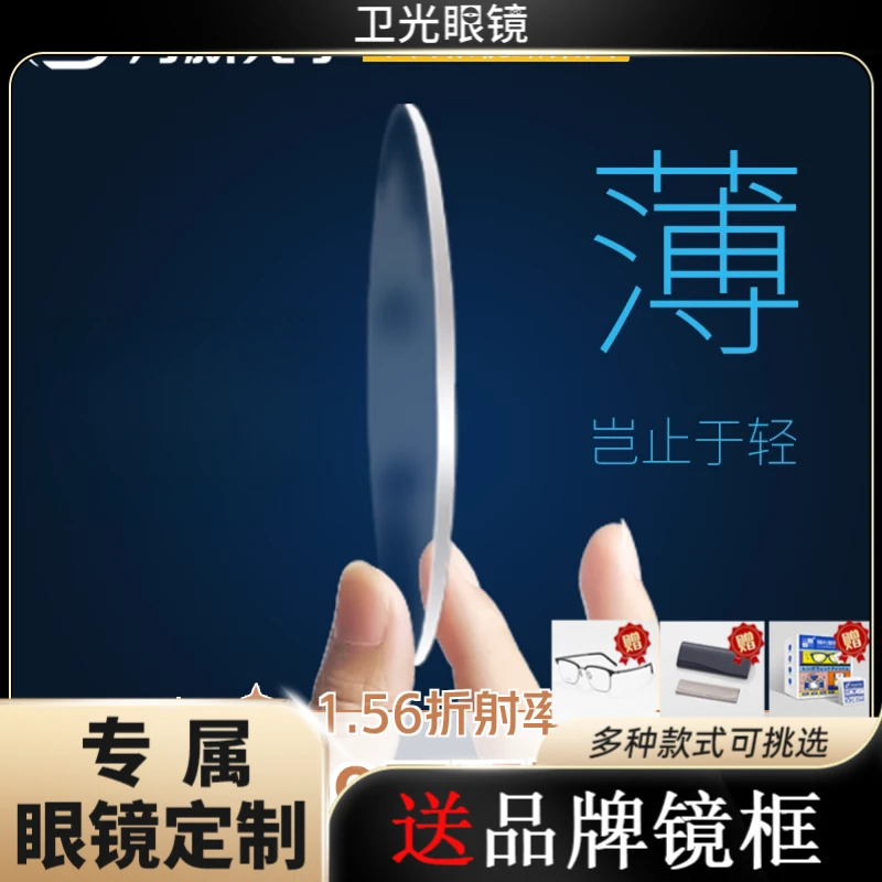 【万新镜片】配镜（镜片+镜框）1.56折射率（适合近视0-400度）