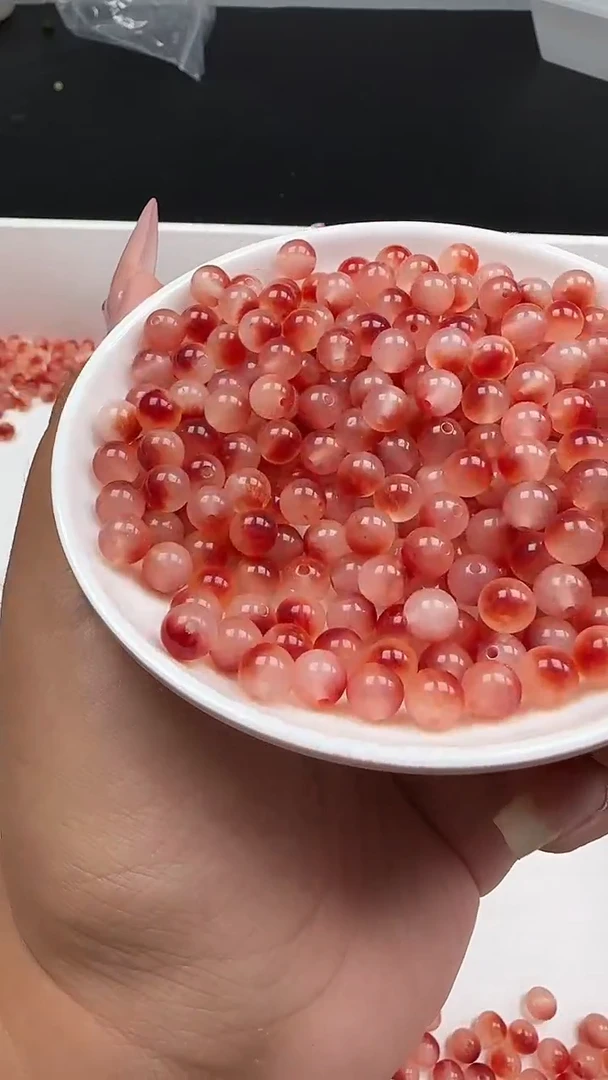 未镶嵌南红玛瑙珠宝半成品冰飘花N18卡6MM散珠30颗（赠线