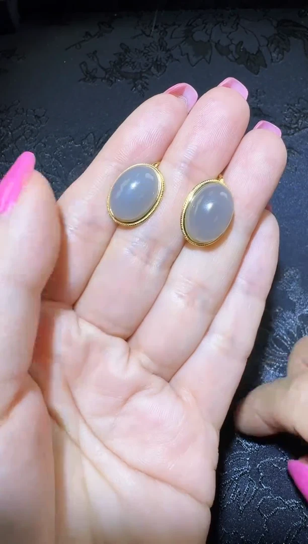 【闪购商品】和田玉耳饰银S925镶嵌耳环