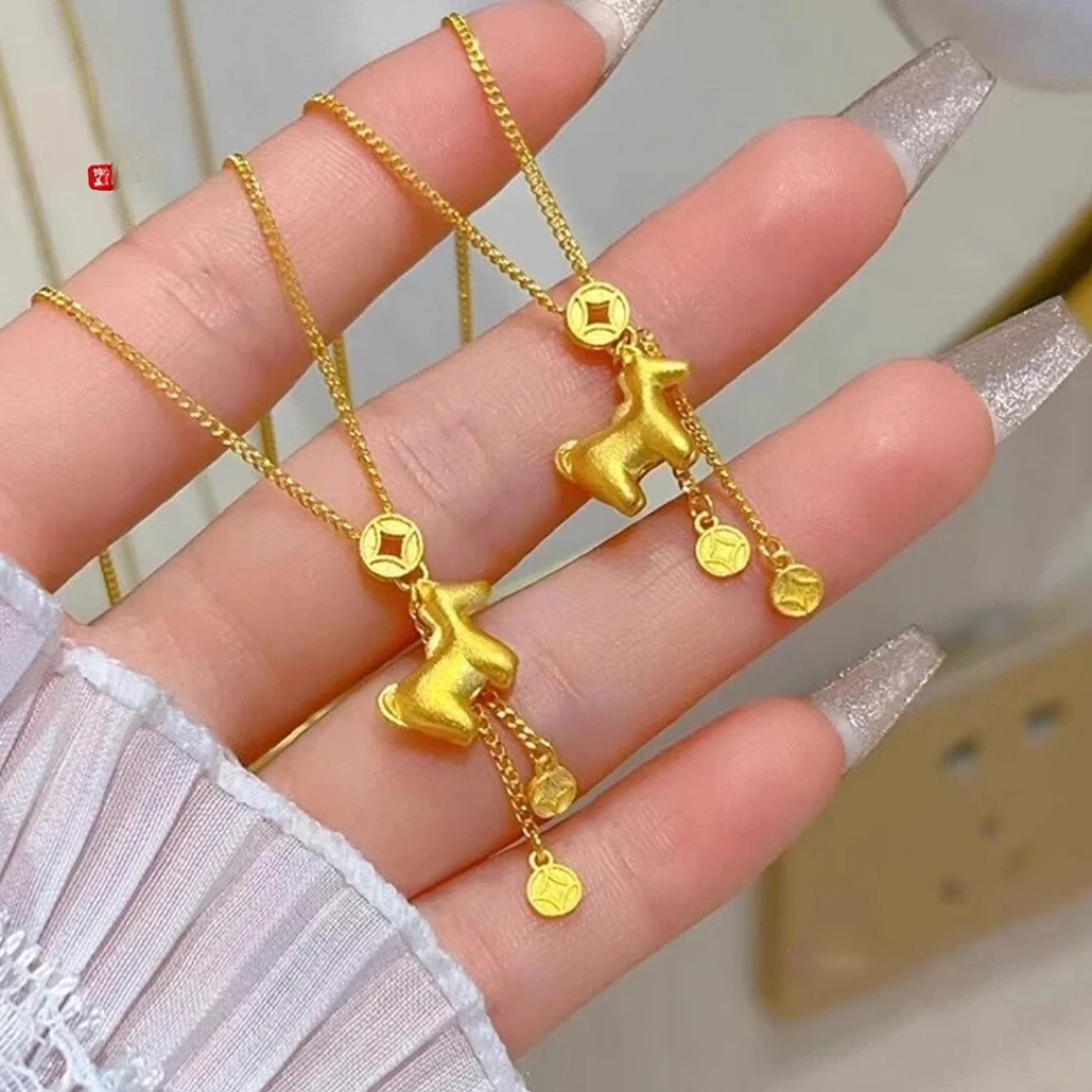 【矿金古法手工制作】马上有钱小马链女轻奢精致项链