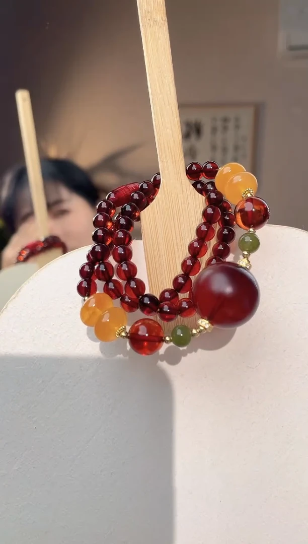 裸石琥珀未镶嵌18+天然琥珀项链
