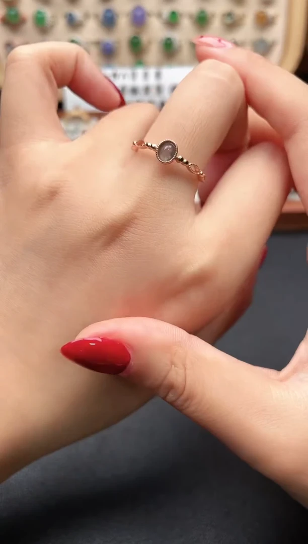 银S925镶嵌戒指翡翠一物一证一礼盒