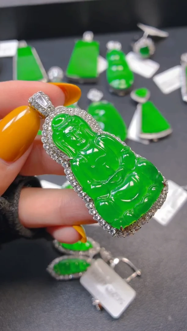 吊坠(不含链)银S925镶嵌翡翠11