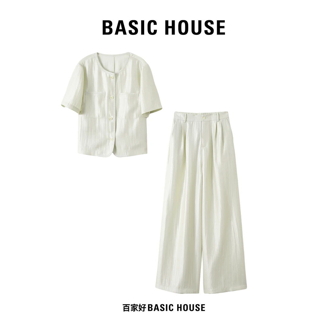 Basic House/百家好2025夏季新款圆领显瘦气质套装G552 XM