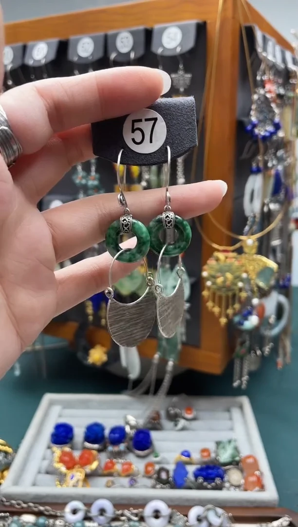 翡翠银S925镶嵌耳饰豫****）饰品