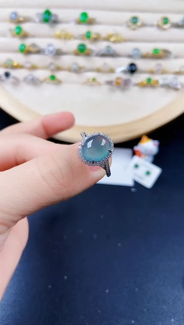 翡翠戒指银S925镶嵌416545