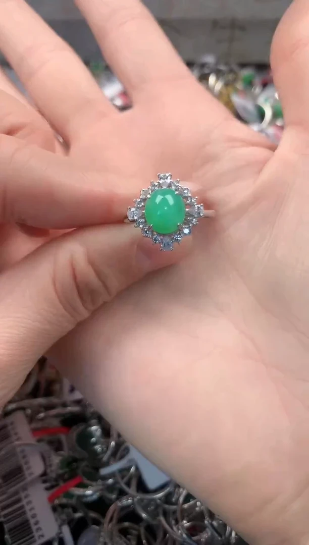 银S925镶嵌戒指翡翠666   9