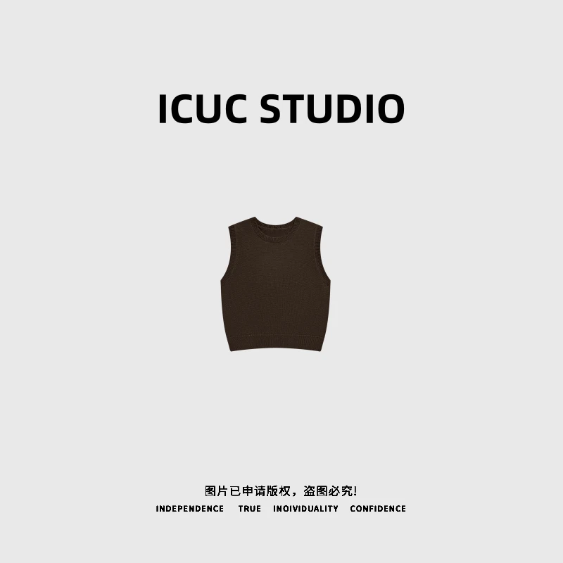 ICUC STUDIO-【复古羊毛针织背心】简约设计感马甲上衣251801