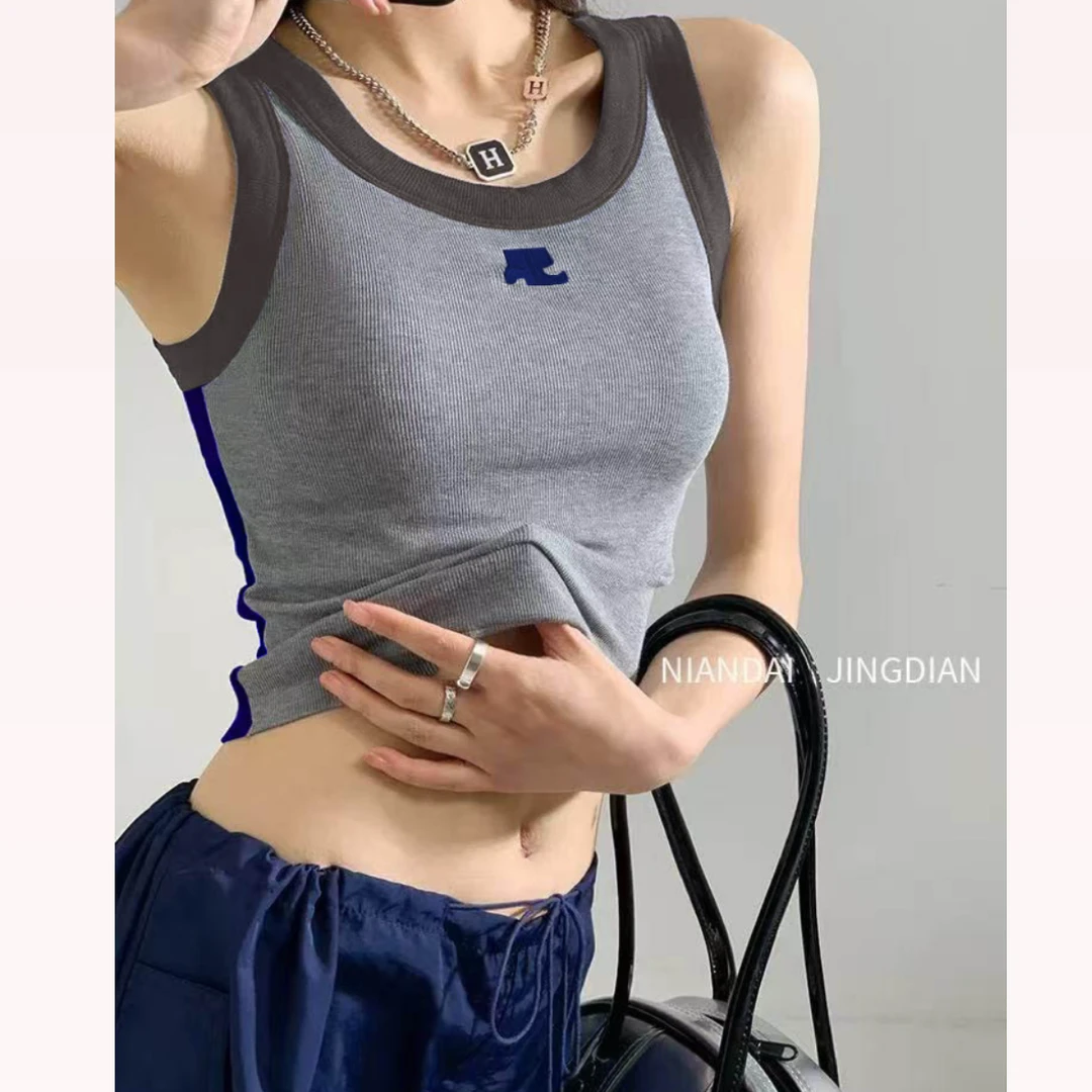 【拼色系】带胸垫 弹力背心女