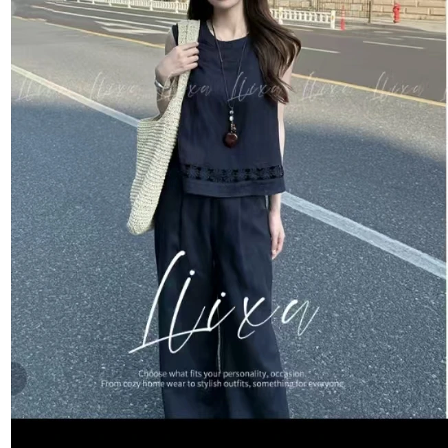 2025千金风法式性感风时尚套装短袖夏季无袖减龄套装001