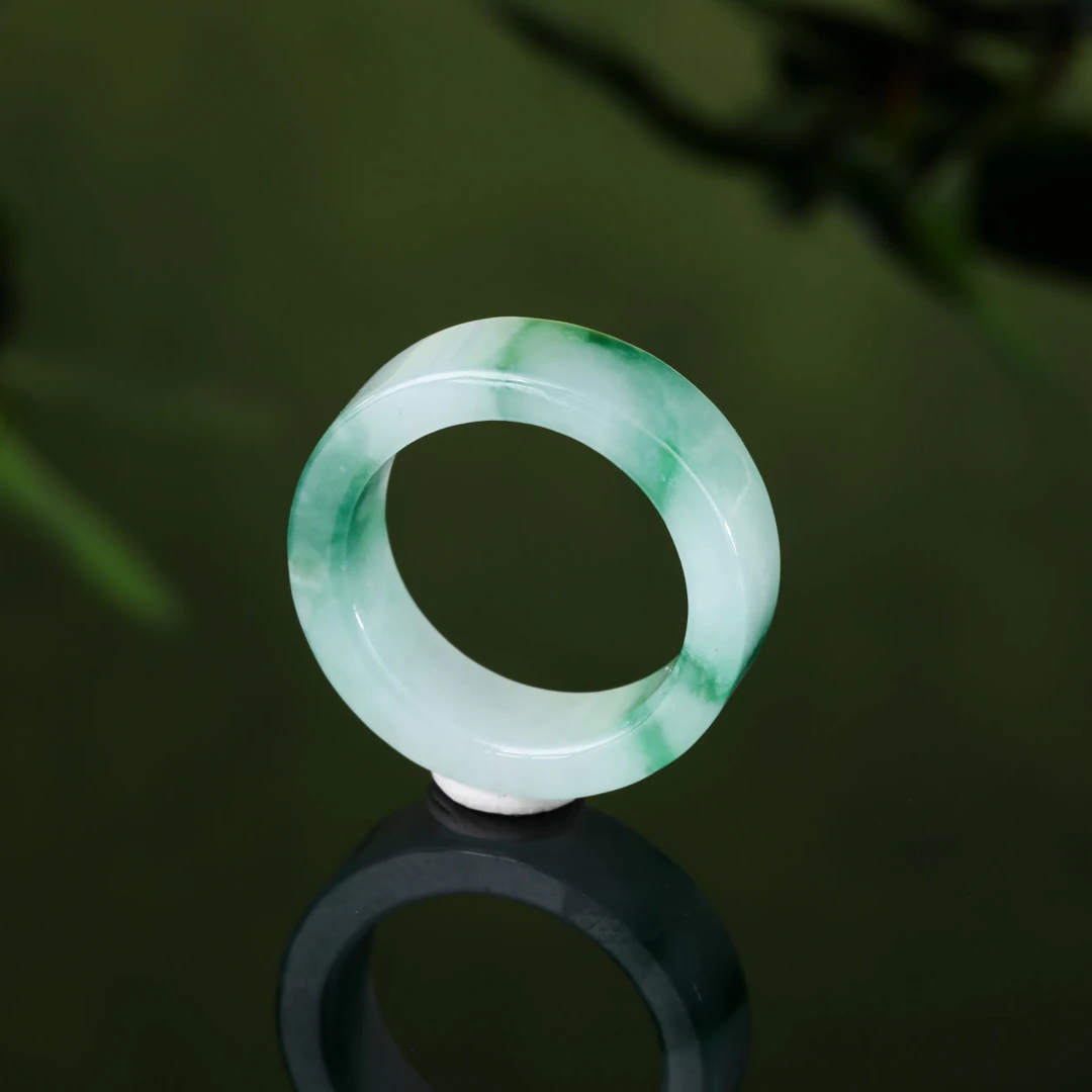 【意婵】《素陌》天然高品缅A老翡翠戒指-915327