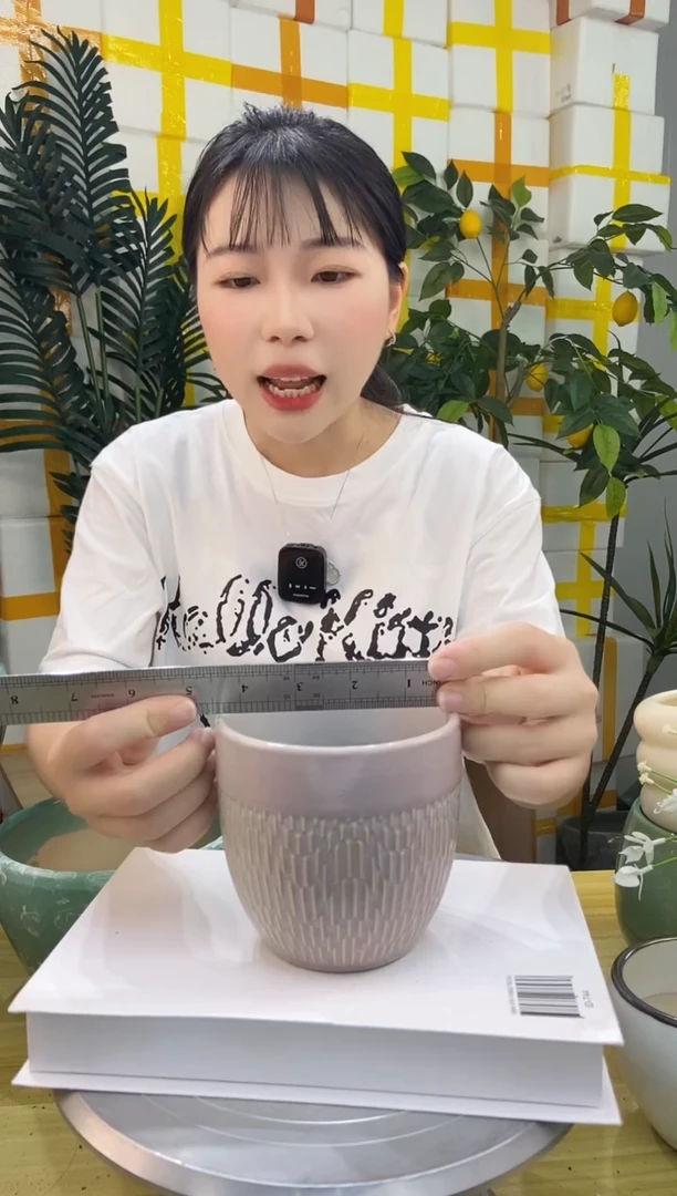 陶瓷花盆粉色口径12高度11