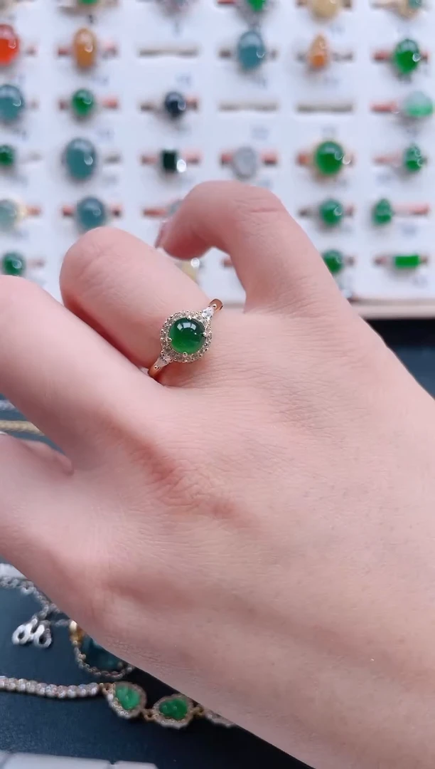 银S925镶嵌戒指翡翠天然翡翠