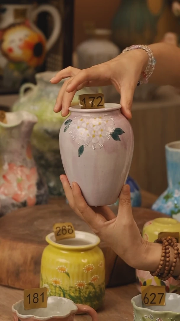 陶瓷172景德镇设计师手作花器摆件侘寂风