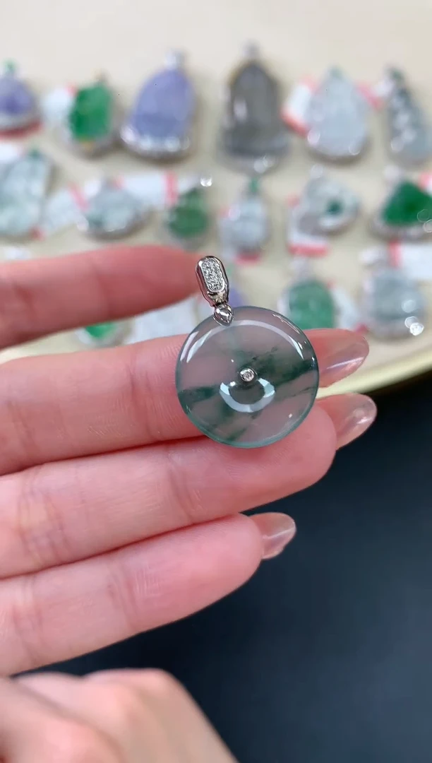 【闪购商品】翡翠吊坠(不含链)18K金镶嵌A644|2800