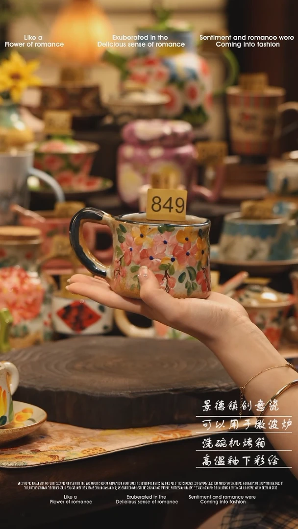 陶瓷849景德镇高温釉下彩绘设计师款式
