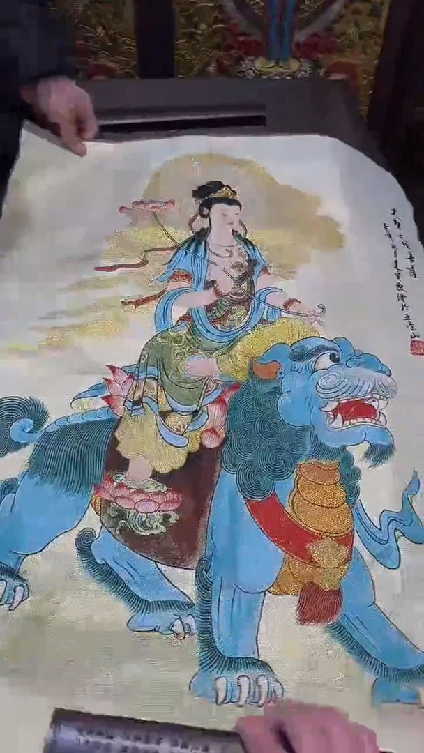卷轴画【主播精品】高端卷轴画——唐卡带盒子菩萨