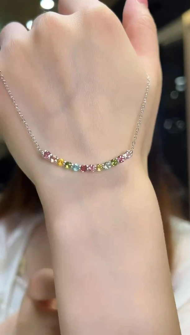 银S925镶嵌颈饰碧玺2【多样性发一