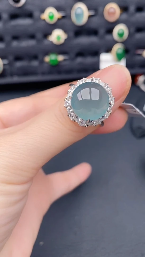 银S925镶嵌戒指翡翠天然a货翡翠199