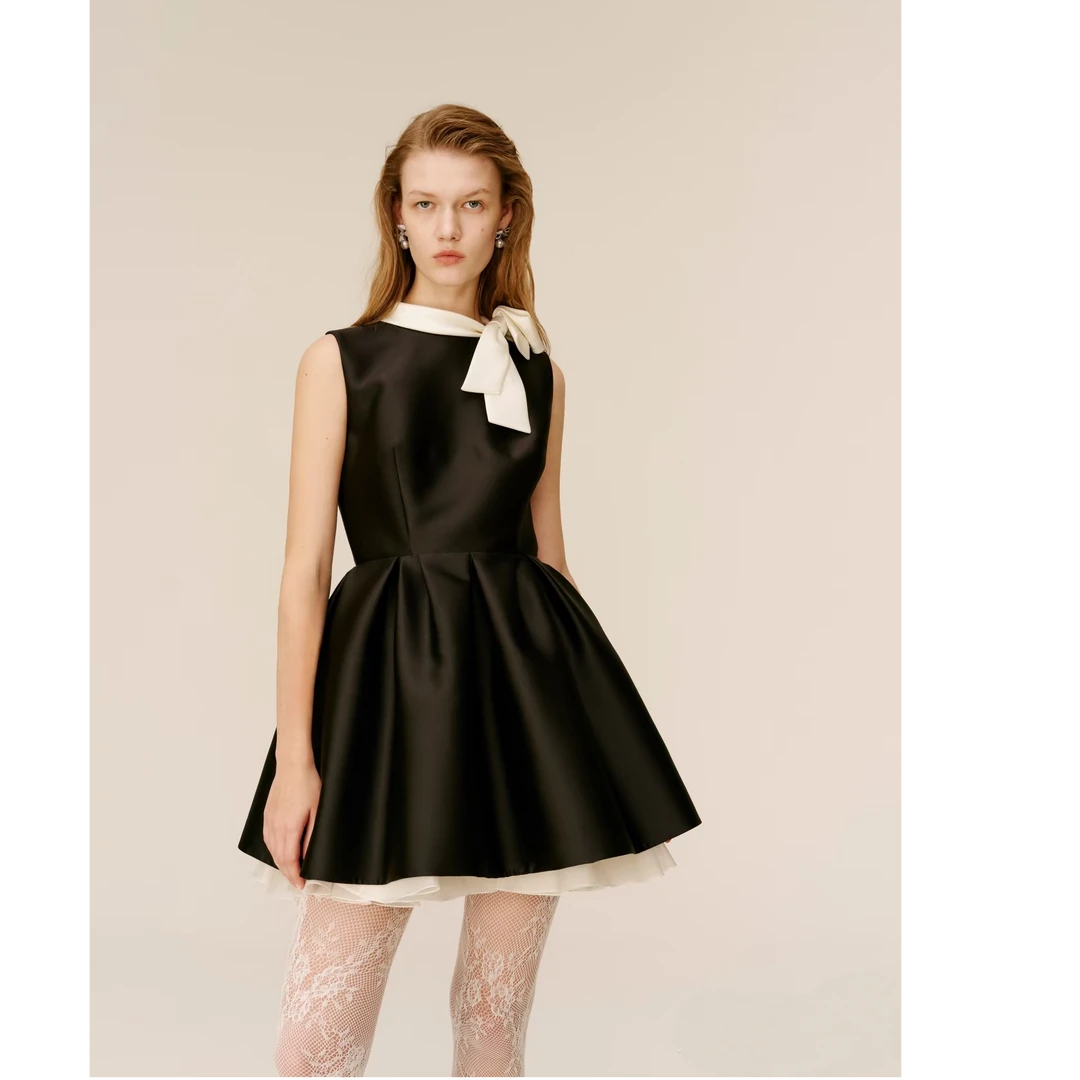 法式赫本风小黑裙女高级感小香风公主蓬蓬裙收腰生日裙子推荐