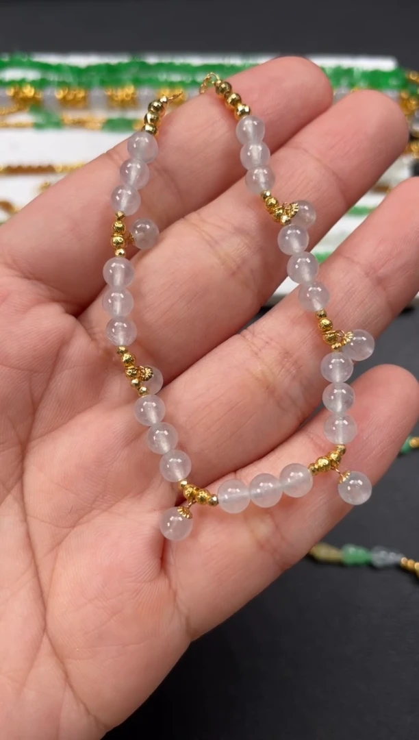 套链18K金镶嵌翡翠多样性  发货一条  P428