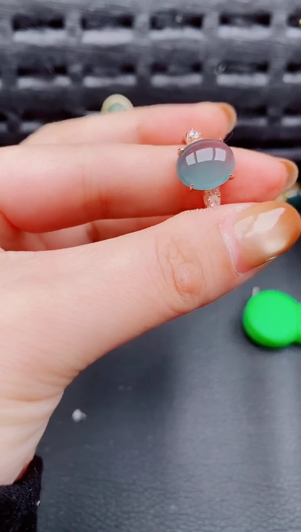 【闪购商品】翡翠戒指银S925镶嵌天然a货翡翠751