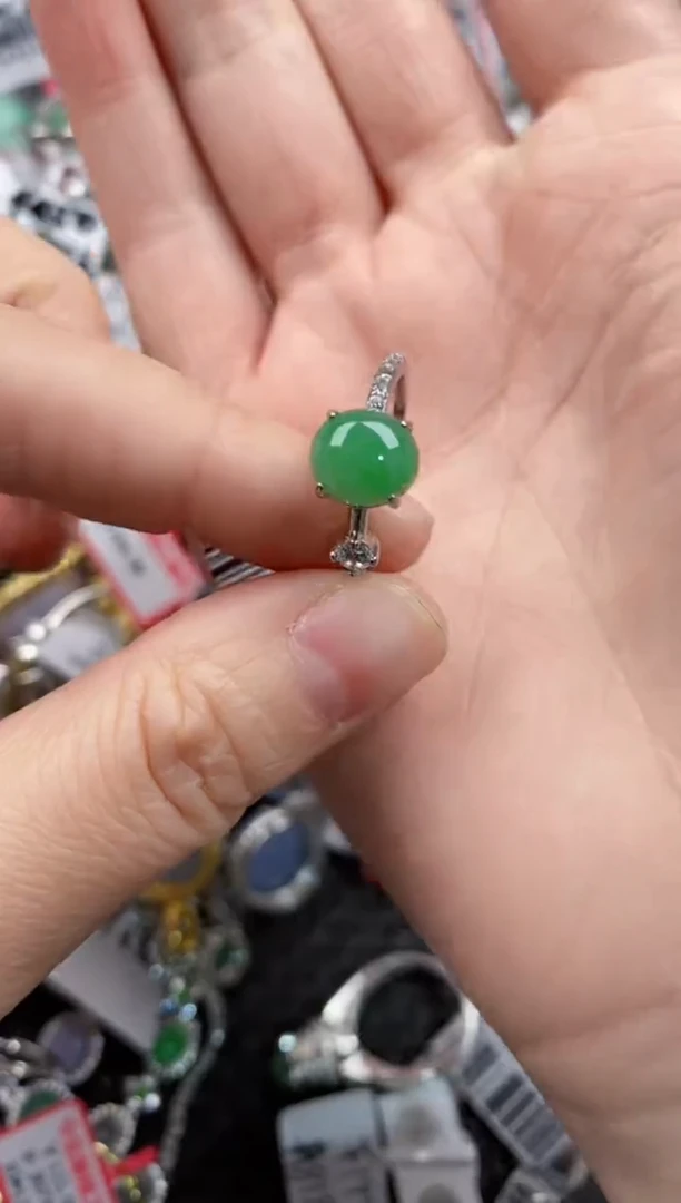 银S925镶嵌戒指翡翠3333---1