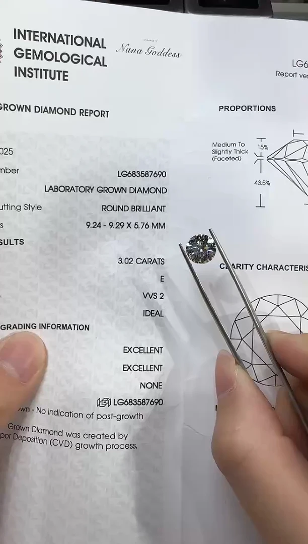 裸石实验室培育钻石@ 3.02ct 先鉴赏，再定制！