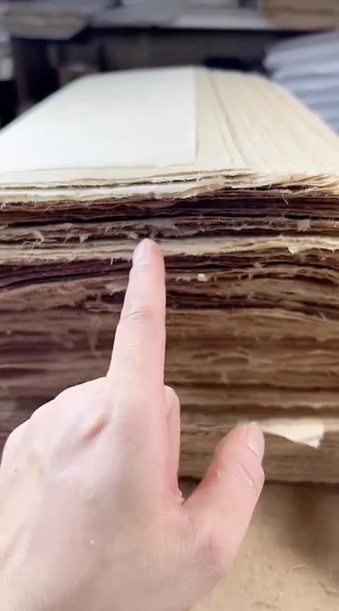 手工老黄麻作品宣纸四尺对开