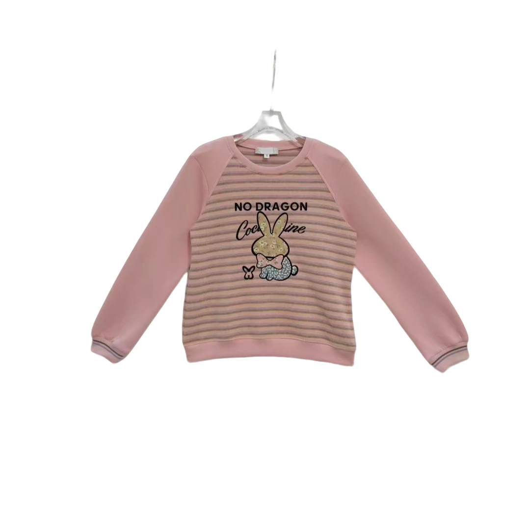 桐然精选810#冬季新款减龄时尚百搭休闲卡通刺绣条纹显瘦上衣