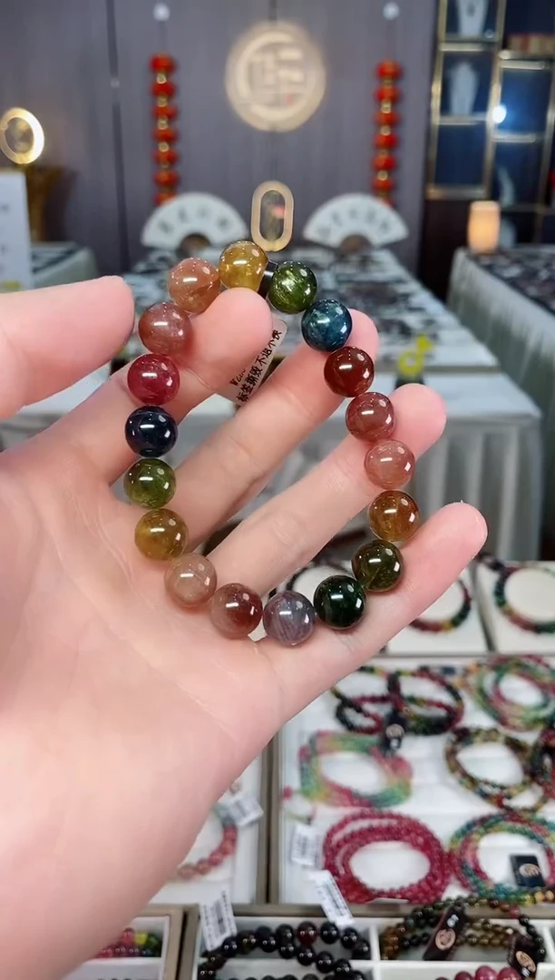 未镶嵌收藏级老矿碧玺单圈手串10mm+碧玺xion多样性发货一条