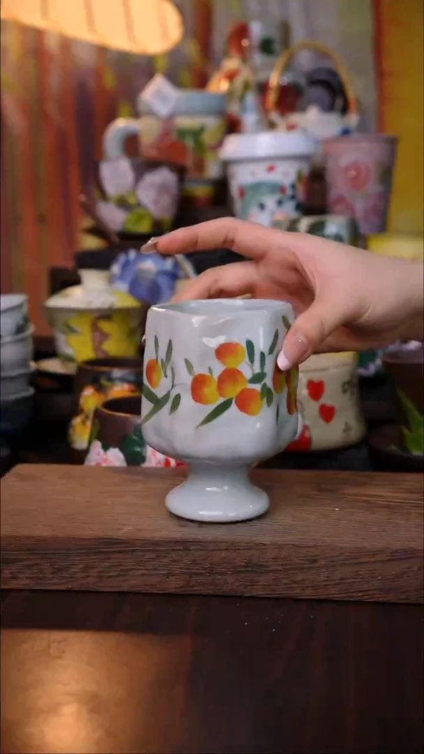 杯子陶泥垚手作 景德镇手工手绘陶瓷器物