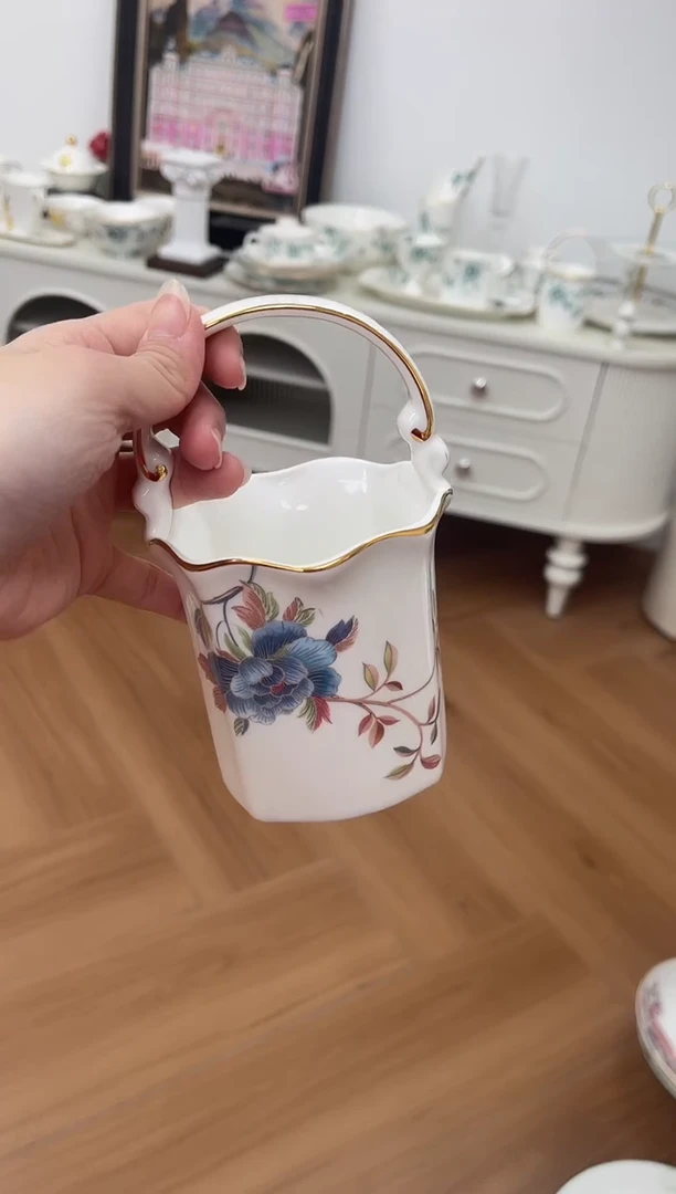 杯牡丹高骨骨瓷花篮