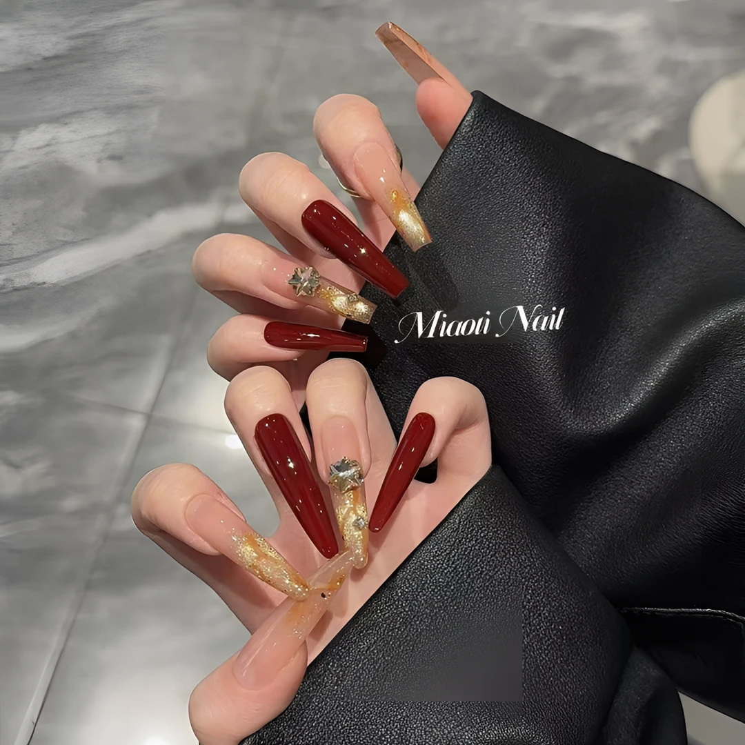 【沙漠玫瑰】【9个甲型定制】猫哥 指尖琥珀猫眼晕染纯手工穿戴甲