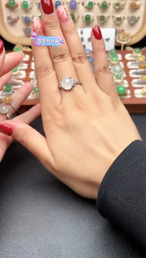 银S925镶嵌戒指翡翠一物一证一礼盒