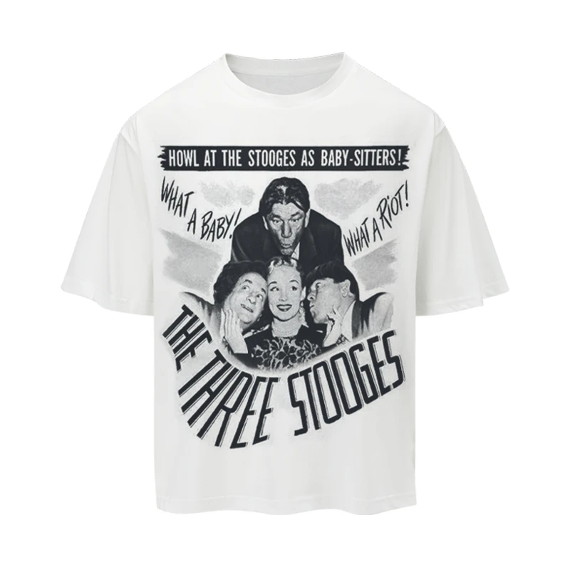 MANUSCRIPT 人像标语tee 数码直喷印花雪花棉亲肤短袖 短宽上衣