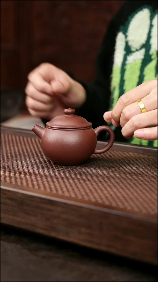 茶壶紫砂紫泥巨轮珠