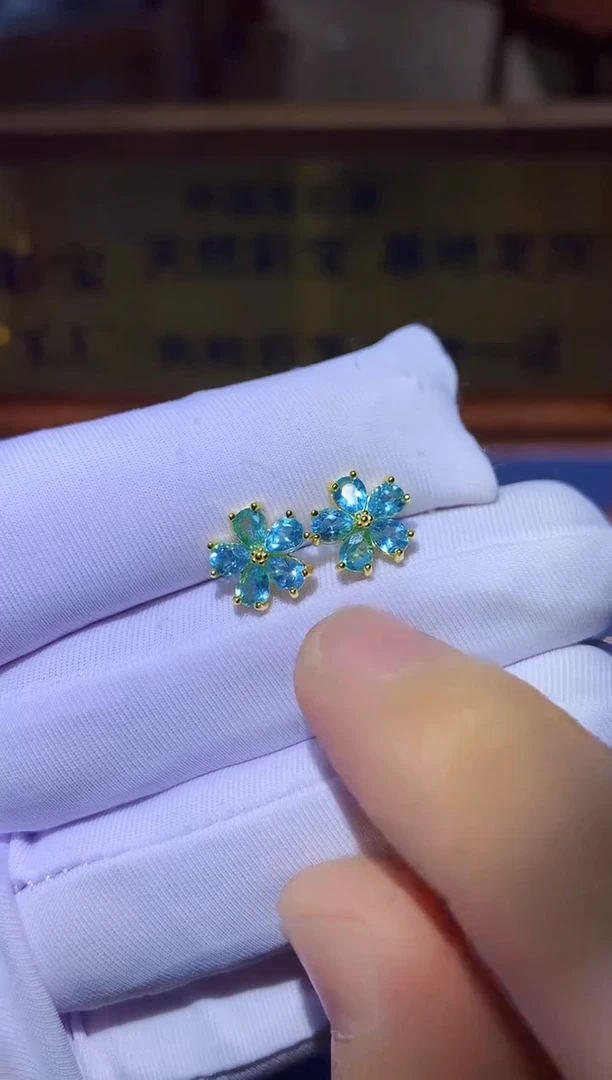 【闪购商品】磷灰石耳饰银S925镶嵌........