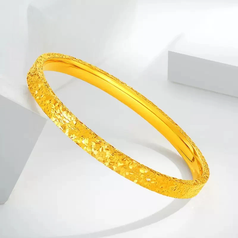 铜合金手镯 （精工版高保色）三面碎冰冰 实心闭口手镯 6mm时尚百搭