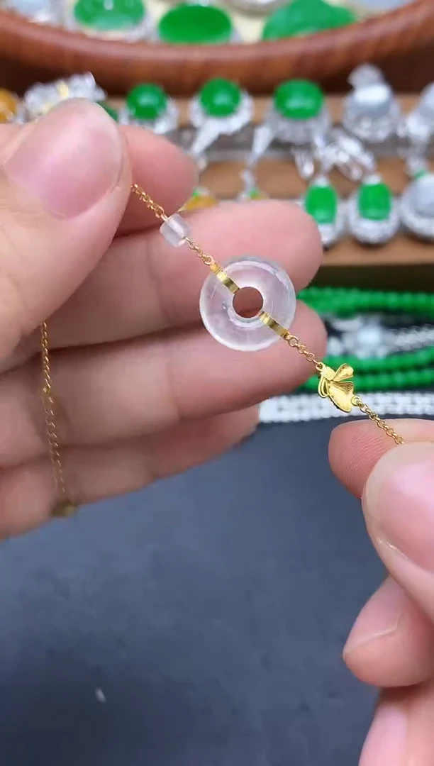 18K金镶嵌手链翡翠373-中国好珍宝