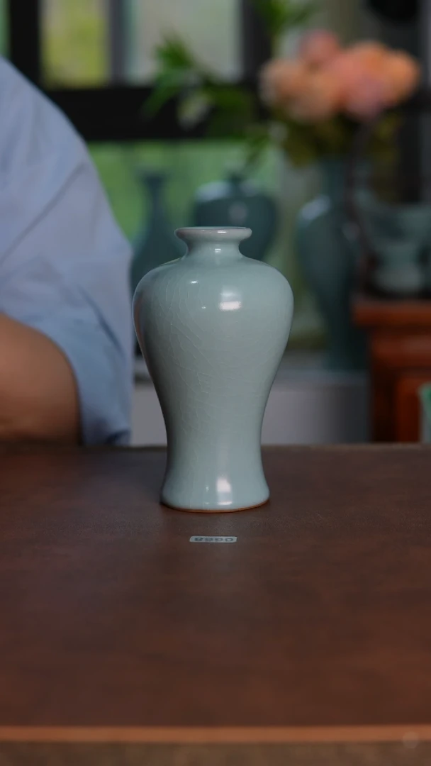 摆件天青釉梅瓶13cm全品