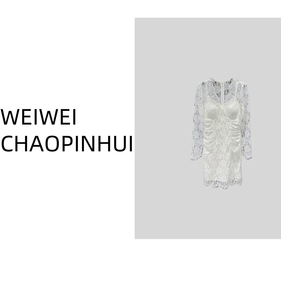 意模【薇薇高端欧货】秋季网红性感蕾丝修身假两件连衣裙--60870188