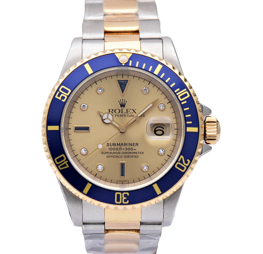 99新 Rolex/劳力士 一代潜航者16613间金蓝鱼眼钻自动机械男表