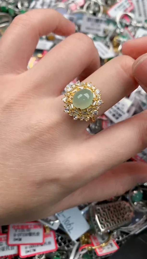 银S925镶嵌戒指翡翠111      3