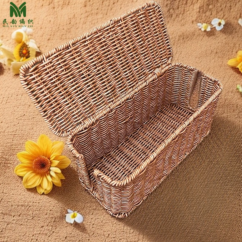 仿藤编插排电线收纳盒桌面理线插座整理盒客厅电源线数据线储物盒