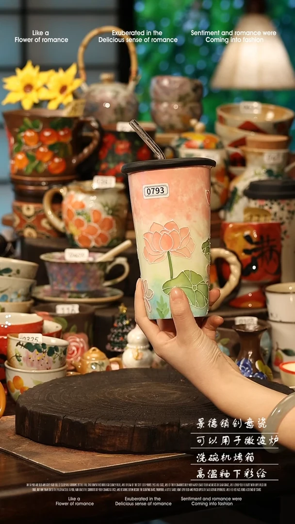 陶瓷景德镇高温釉下彩手工手绘款式@A0793@