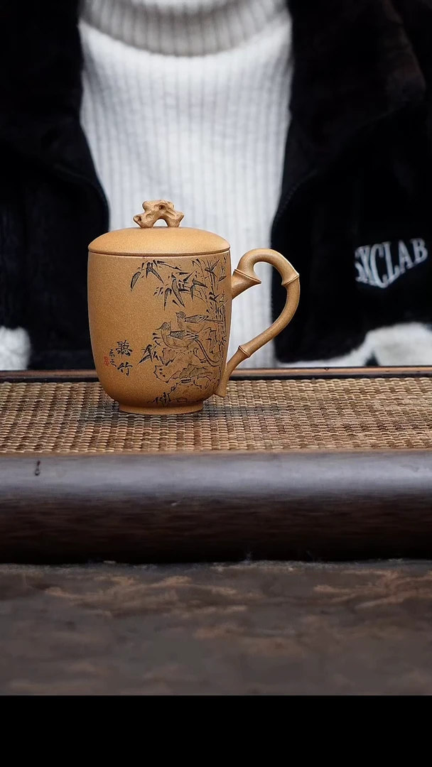 【闪购商品】紫砂茶杯黄金段竹节鸟