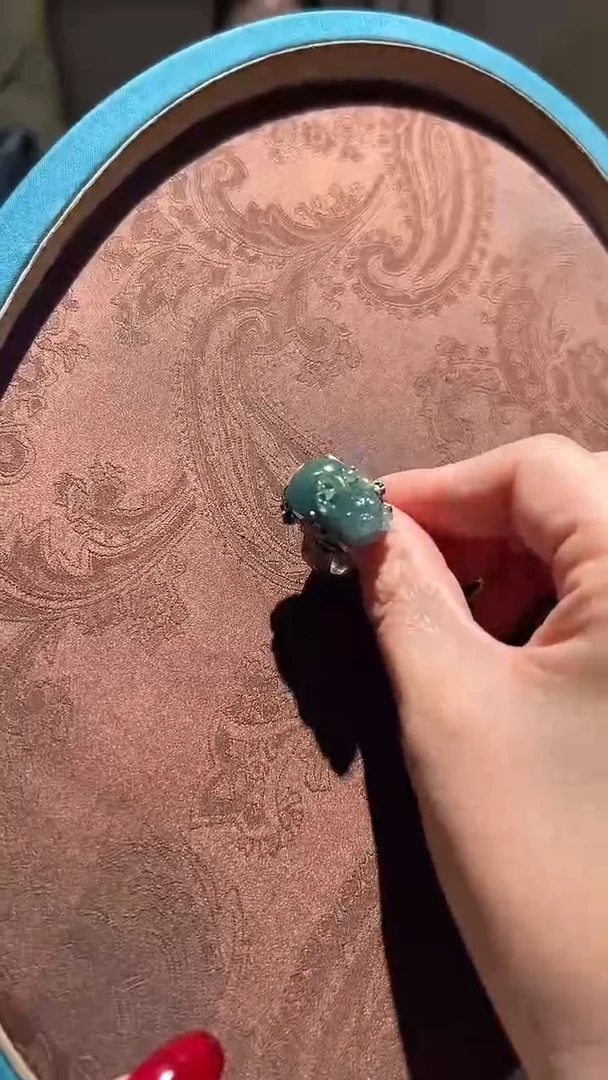 【闪购商品】翡翠戒指银S925镶嵌红翡绿翠 22号