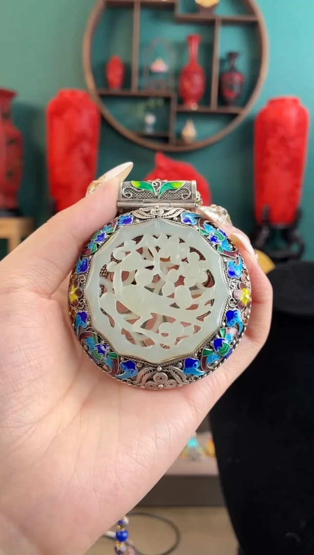 健**乐非遗手工花丝镶嵌吊坠